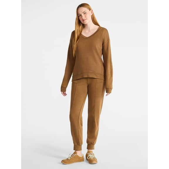 Time and Tru Women's and Women’s Plus French Terry Set, 2-Piece, Sizes XS-4X