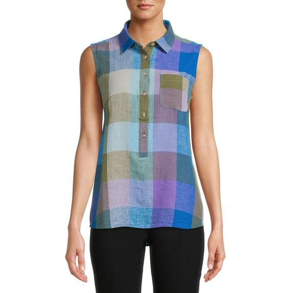 Time And Tru Women's Sleeveless Henley Shirt