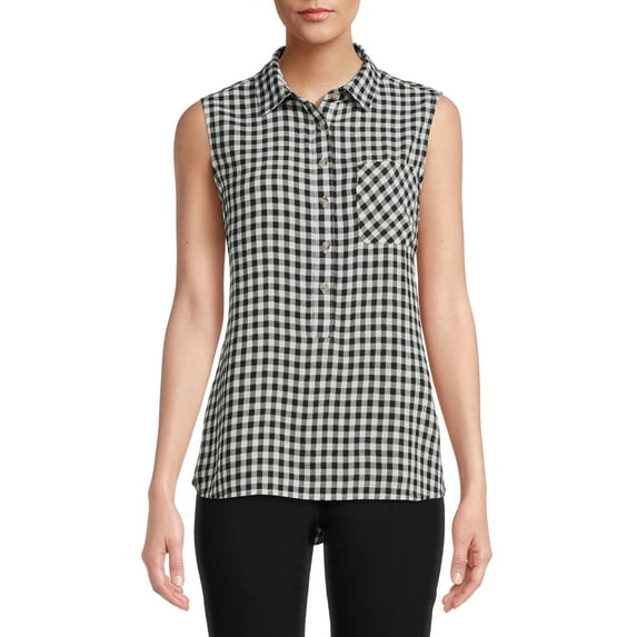 Time And Tru Women's Sleeveless Henley Shirt