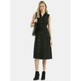 thumbnail image 1 of Time and Tru Women's Sleeveless Cotton Belted Midi Shirtdress, Sizes XS-XXXL, 1 of 4