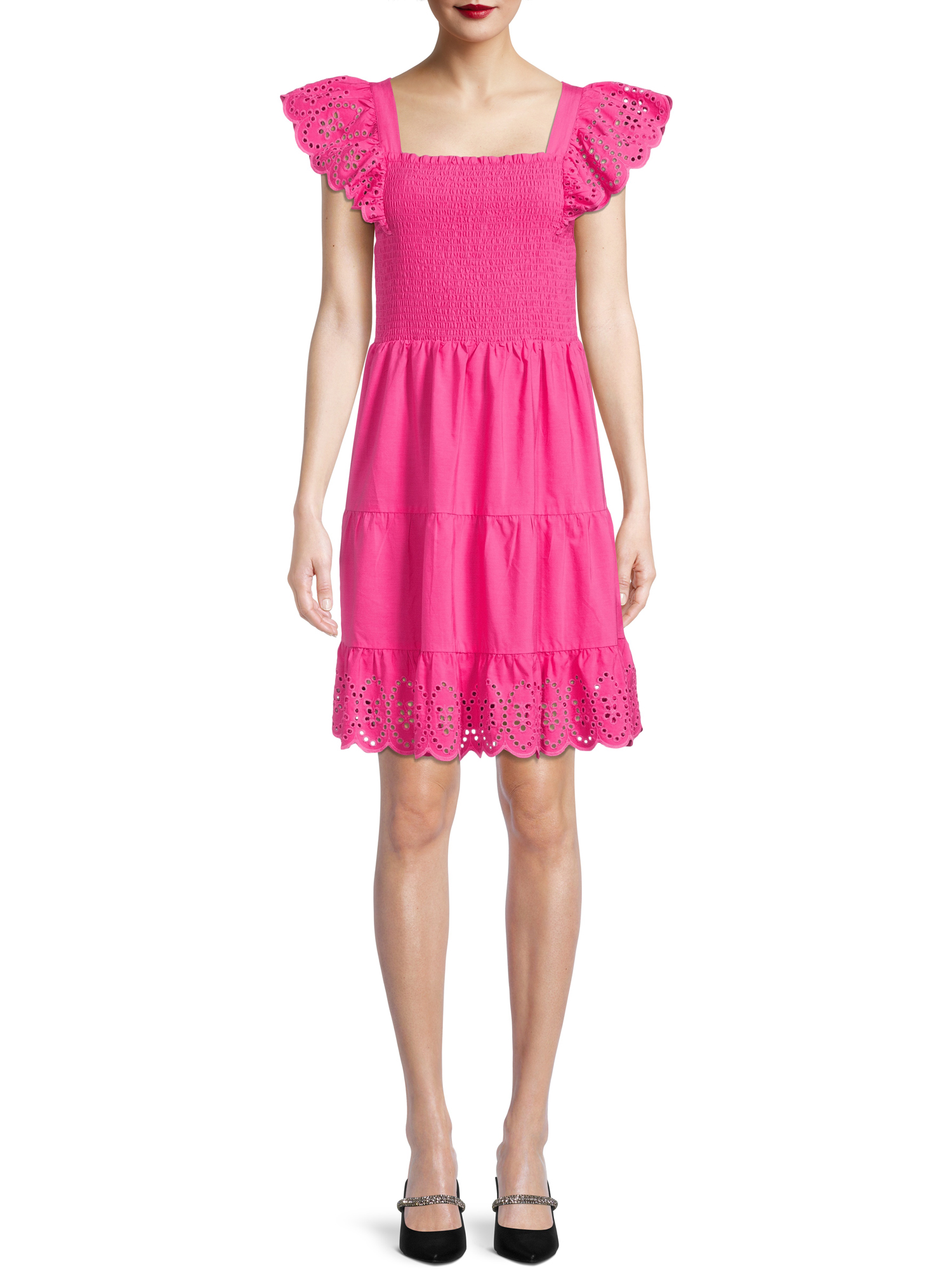 Time And Tru Women's Smocked Eyelet Dress - image 1 of 5