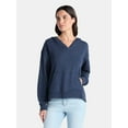 thumbnail image 1 of Time and Tru Women's Split Neck Hoodie, Sizes XS-3XL, 1 of 5