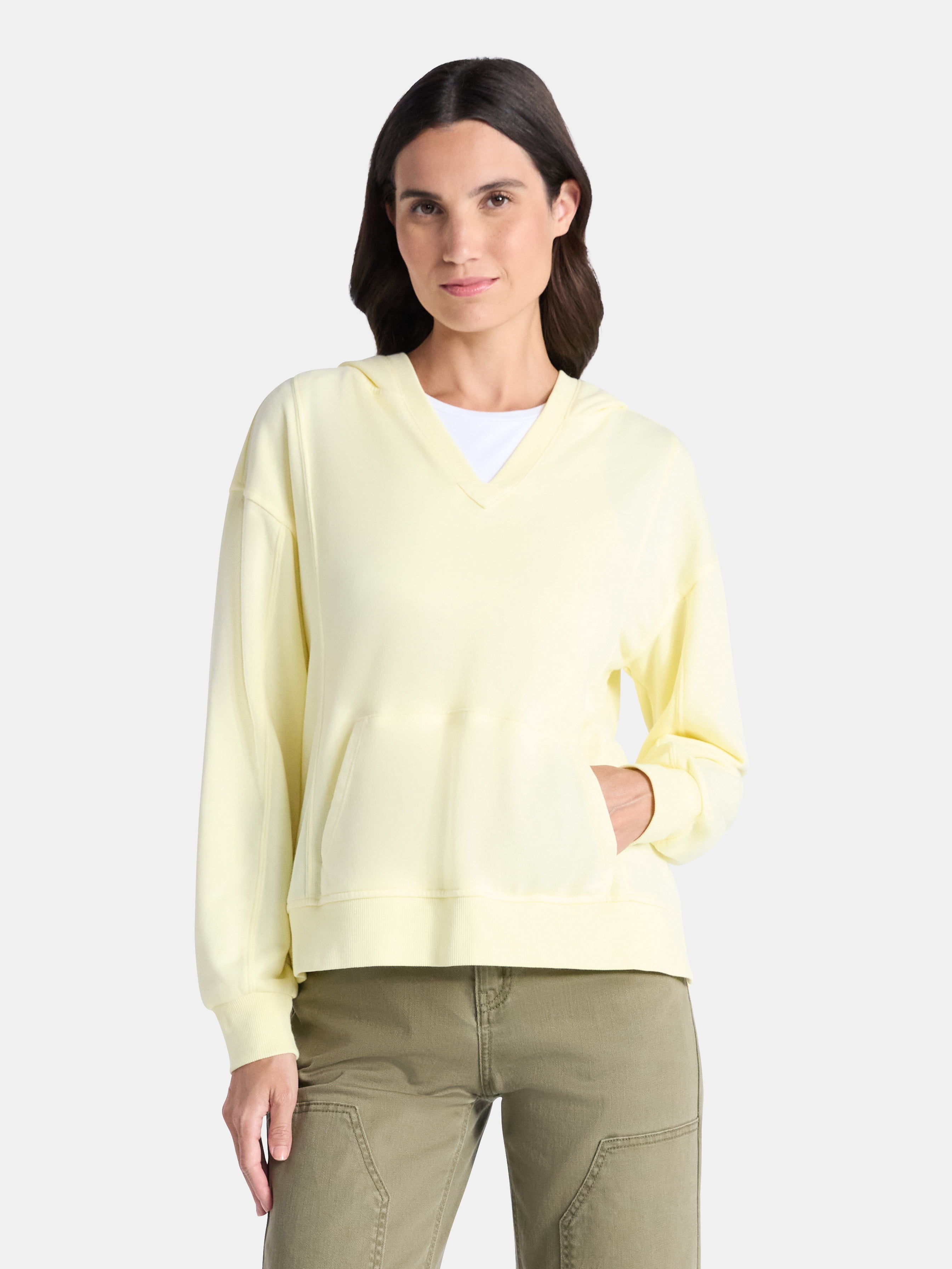 Time and Tru Women's Split Neck Hoodie, Sizes XS-3XL