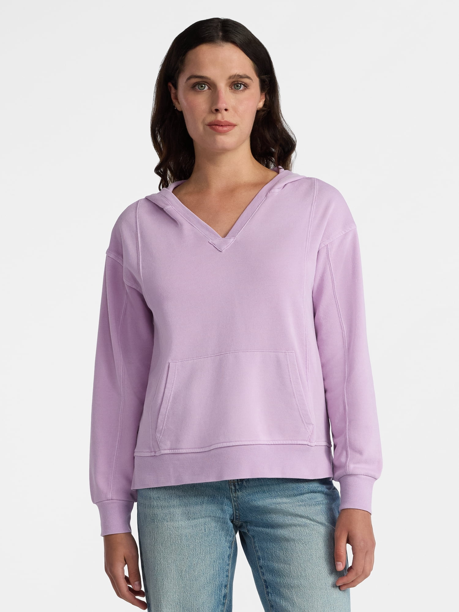 Time and Tru Women's Split Neck Hoodie, Sizes XS-3XL