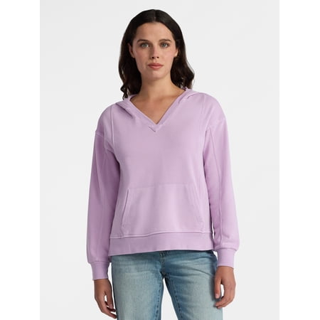 Time and Tru Women's Split Neck Hoodie, Sizes XS-3XL