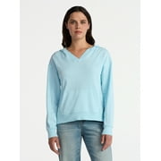 TIME AND TRU Women's Split Neck Hoodie, Sizes XS-3XL