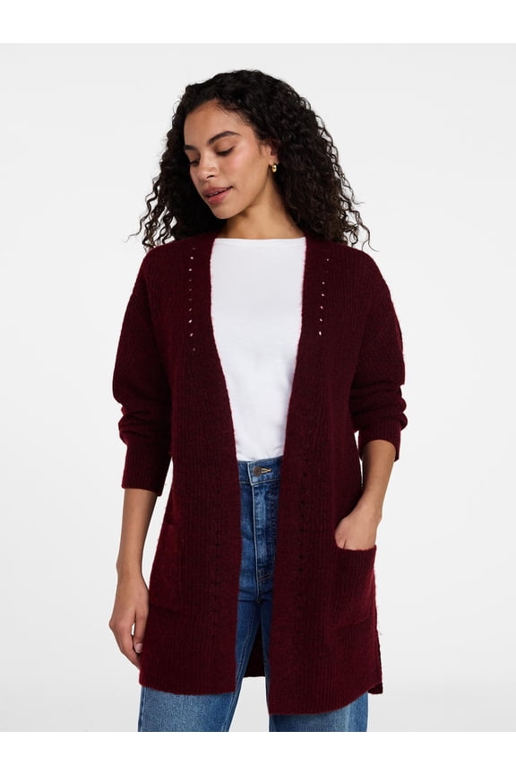 Women's Open Front Cardigan Sweater with Long Sleeves, Sizes XS-XXXL