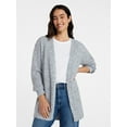 thumbnail image 1 of Time and Tru Women's Open Front Cardigan Sweater with Long Sleeves, Sizes XS-XXXL, 1 of 6
