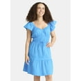 thumbnail image 1 of Time and Tru Women's Sweetheart Mini Dress with Flutter Sleeves, Sizes XS-3XL, 1 of 4