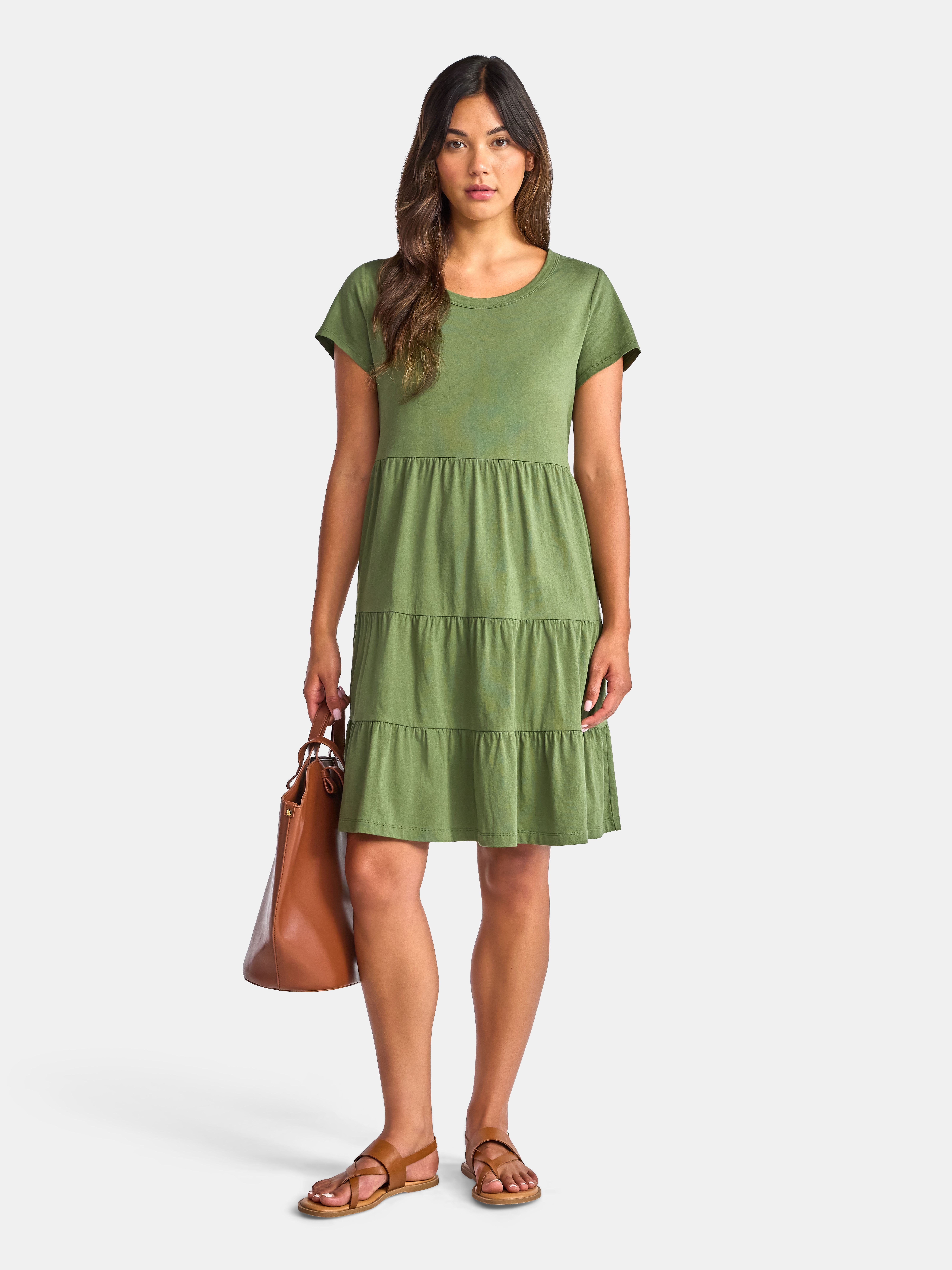 time and tru women's tiered knit dress Time and Tru Women's Tiered Knit Dress (US, Alpha, X-Small, Regular,  Regular, Navy) at Amazon Women's Clothing store