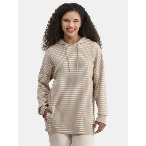 Time And Tru Women's Tunic Hoodie with Long Sleeves, Size XS-XXXL