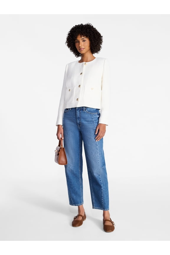 Women's Tweed Ladylike Blazer Jacket, Sizes XS-XXXL