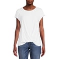 thumbnail image 1 of Time And Tru Women's Twist Front Top with Short Sleeves, 1 of 5