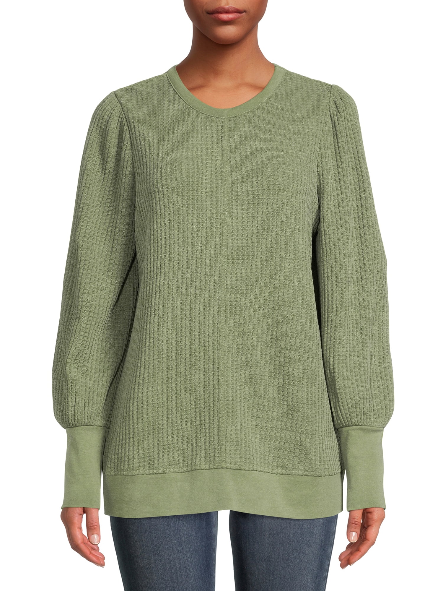 Time and Tru Women's Waffle Pullover Top