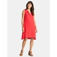 thumbnail image 1 of Time and Tru Women's Cotton Double Cloth Shift Dress, Sizes XS-XXXL, 1 of 4