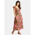thumbnail image 1 of Time and Tru Women's Cotton Midi Dress with Flutter Sleeves, Sizes XS-XXXL, 1 of 4
