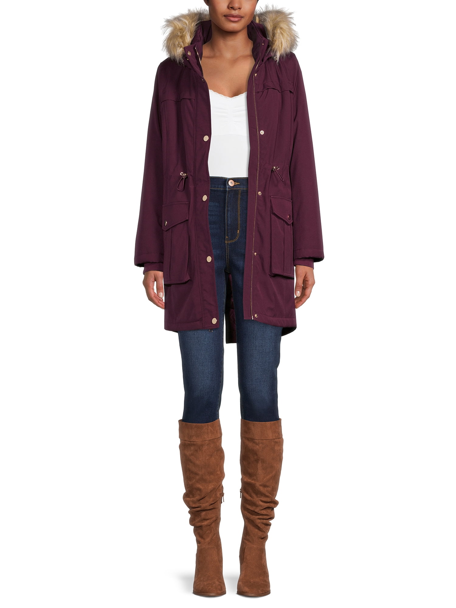 Time And Tru Women's and Plus Heavyweight Anorak Coat with Hood