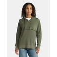 thumbnail image 1 of Time and Tru Women's and Women's Plus Fashion Mixed Media Hoodie, Sizes XS-4X, 1 of 6