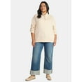 thumbnail image 1 of Time and Tru Women's and Women's Plus Terry Snap Placket Sweatshirt, with Long Sleeves, Sizes XS-4X, 1 of 2