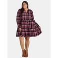 thumbnail image 1 of Time And Tru Women's and Women's Plus Tiered Plaid Shirt Dress, Sizes XS-4X, 1 of 4