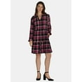 thumbnail image 1 of Time And Tru Women's and Women's Plus Tiered Plaid Shirt Dress, Sizes XS-4X, 1 of 4