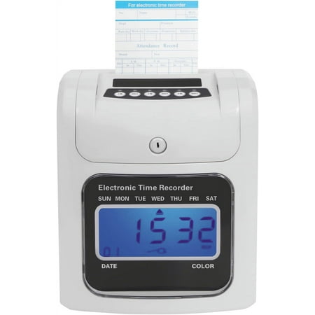 Time Attendance Starter Kit, Auto-Align Punch Time Clock Machine with 3 Punches/Day, 50 Time Cards, Ink Ribbon & 2 Security Keys, for Small Business, Black Late Attendance Print
