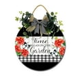 thumbnail image 1 of Time Began In The Garden Sign Front for Door Decoration, 12 in Round Wood Wreaths Wall Hanging Outdoor, Farmhouse, Porch, for Spring Summer Fall All Seasons Holiday Christmas, 1 of 5