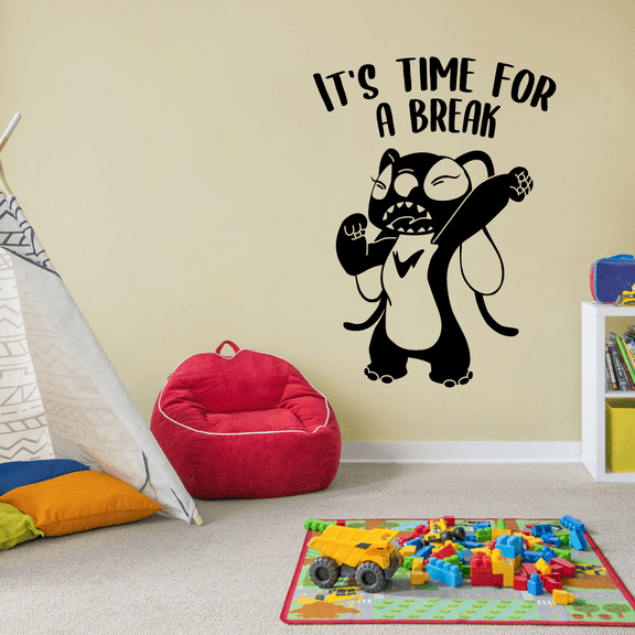 Its Time For A Break Disney Movie Character Angel Stitch Experiment 624 Happy Smile Bedroom Wall Decal Sticker Decor Design For Kids Adults Girls Boys Room Bedroom Wall Decoration Size (10x8 inch)