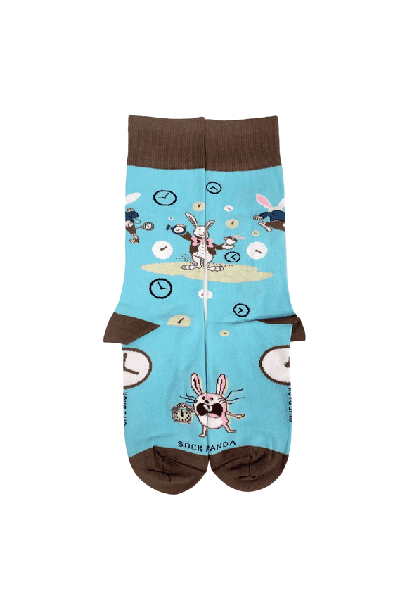 Time Bunny Rabbit Socks from the Sock Panda (Adult Large - Men's Shoe Sizes 8-12)