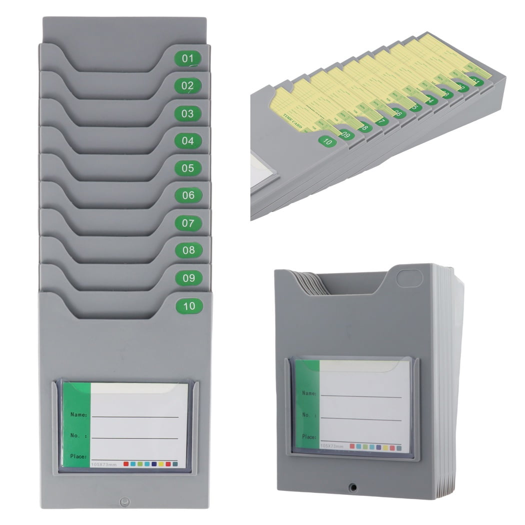 Time Card Holder, 10Slot Attendance Card Rack, Easy to Hang
