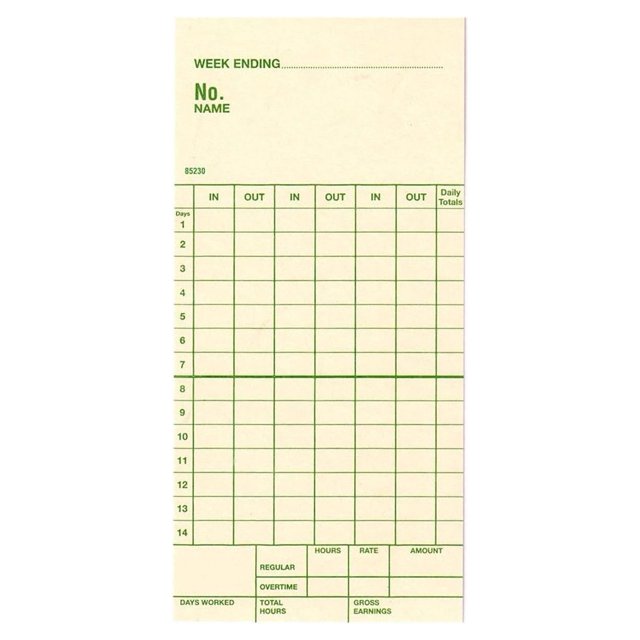 Time Card for Simplex Centennial, Replaces Simplex Form 19509143 (1000