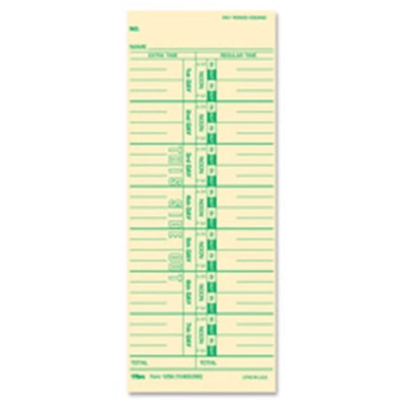 Time Cards, Numbered Days, 100-PK, 3.5 in. x 9 in.