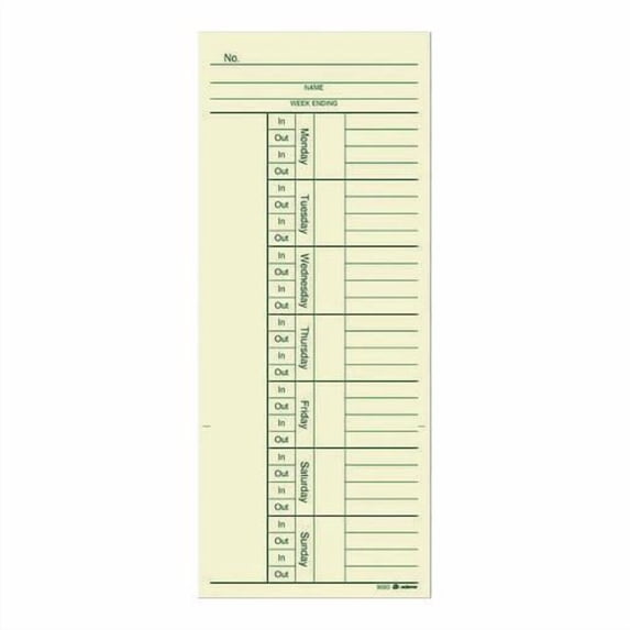 Time Cards for Acroprint, Amano and Lathem Time Clocks, Two Sides, 3.4 x 8.25, 200/Pack | Bundle of 5