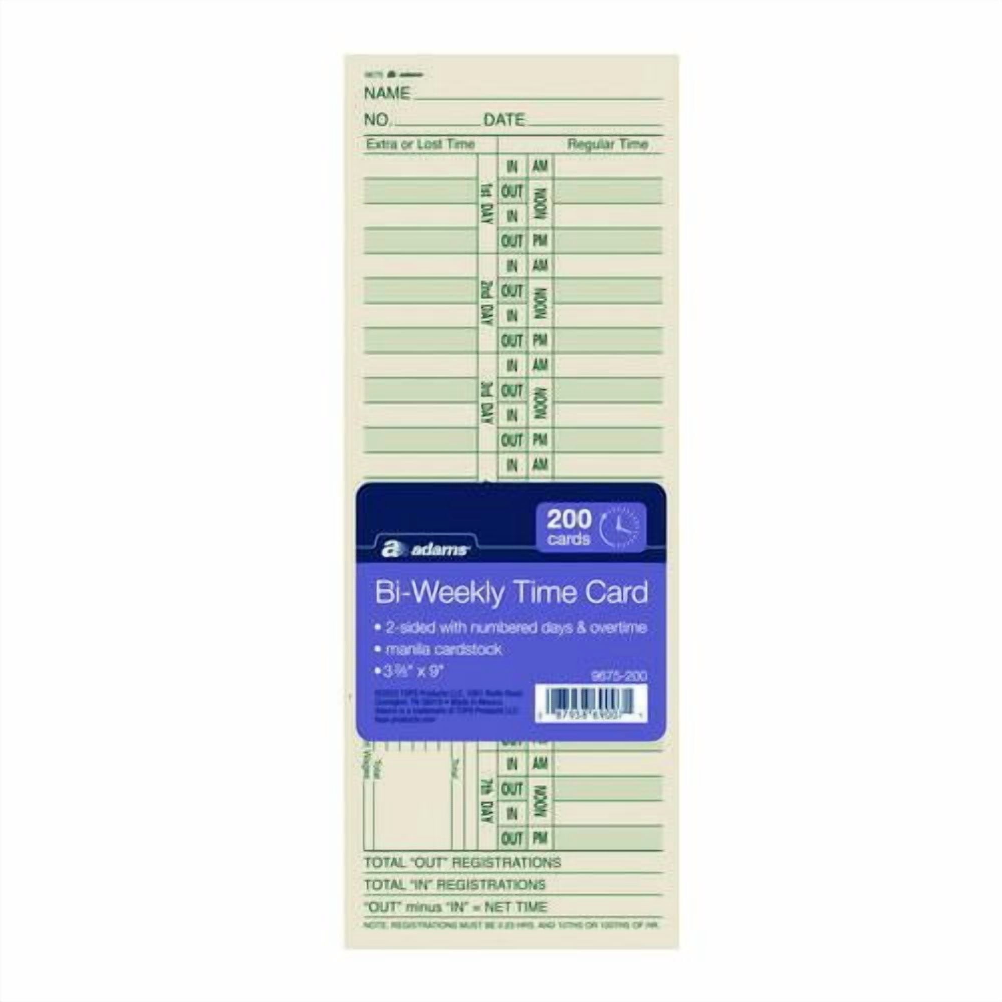 250 Bi-Weekly Time Cards – Two-Sided For Amano, Acroprint, Lathem Time Clocks