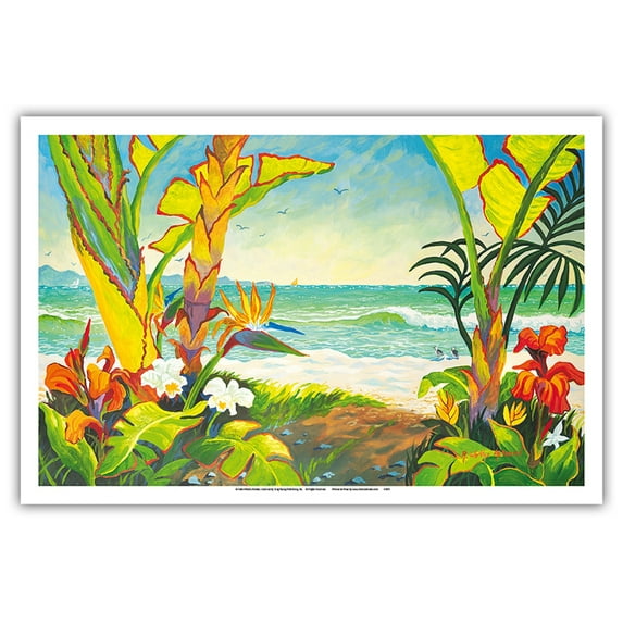 Time to Chill - Tropical Beach Paradise - Hawaii - Hawaiian Islands - From an Original Watercolor Painting by Robin Wethe Altman - Master Art Print (Unframed) 12in x 18in
