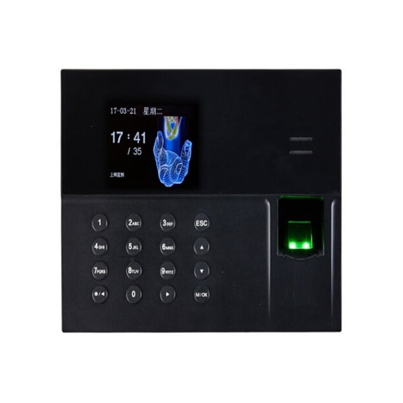 Time Clock,Attendence Machine Smart Fingerprint Time Attendance Machine Punch Machine Real Voice Automatically Generates ,Easy to Operate