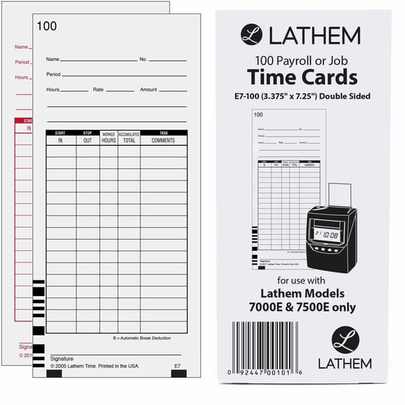 Lathem 7000e cards, 5 packs of 100