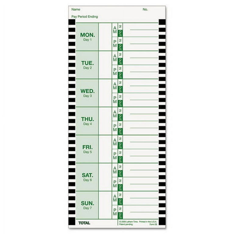 Time Clock Cards for Lathem Time 800P, One Side, 4 x 9, 100/Pack Time Clock Cards for Lathem Time 800P, One Side, 4 x 9, 100/Pack