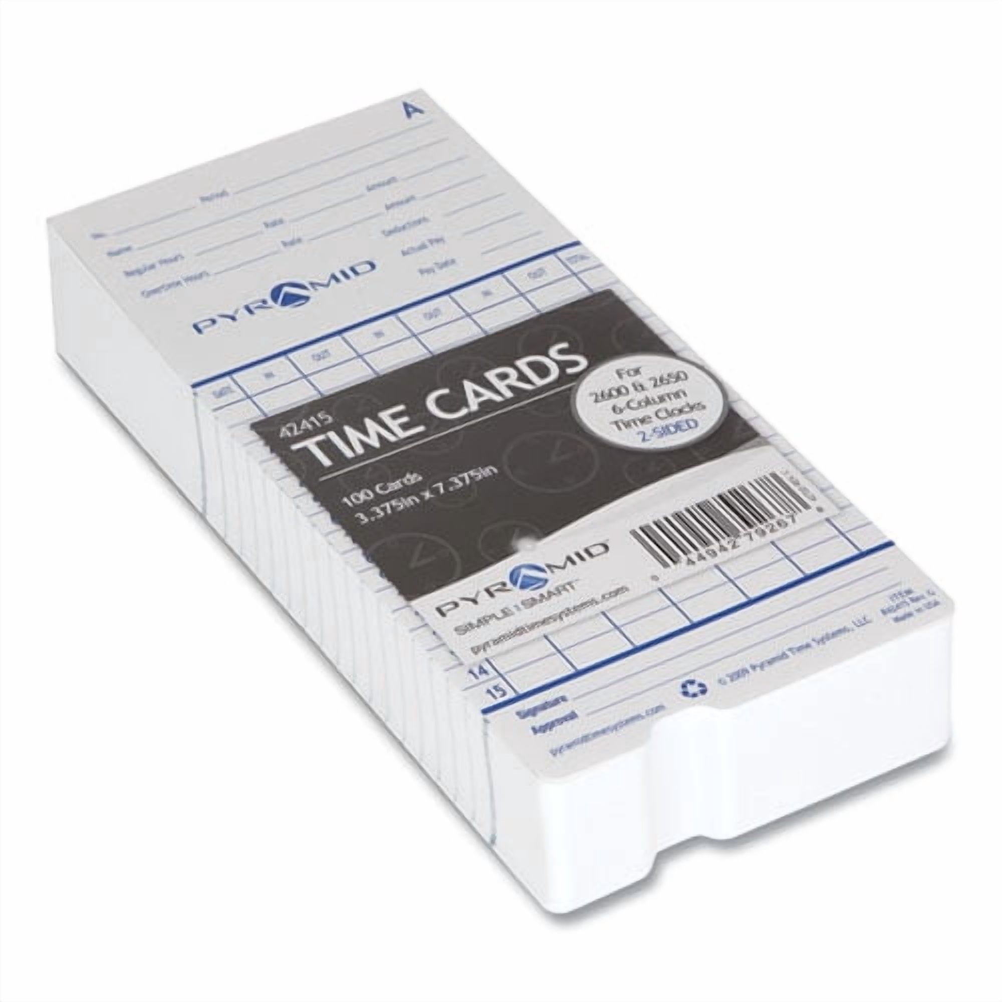 Timelox Card Time Clock Cards For Pyramid Technologies 2000/6000, Two Sides, 3.38 X ...