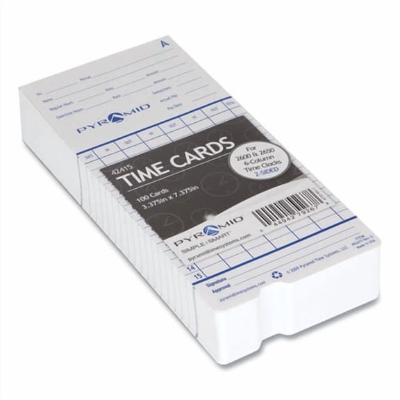 Time Clock Cards For Pyramid Technologies 2000/6000, Two Sides, 3.38 X 7.44, 100/pack | Bundle of 2 Packs