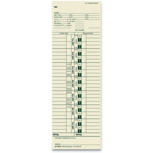 Time Clock Cards, Replacement for 10-100312/1950-9301/K14-36981D, One Side, 3.5 x 10.5, 500/Box Time Clock Cards, Replacement for 10-100312/1950-9301/K14-36981D, One Side, 3.5 x 10.5, 500/Box