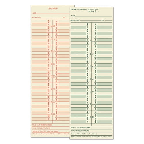 Time Clock Cards, Replacement For 10-100382/1950-9631, Two Sides, 3.5 X 10.5, 500/box | Bundle of 10 Boxes