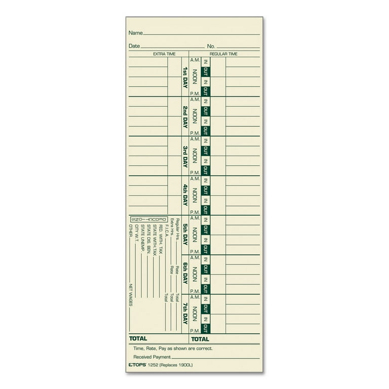 Time Clock Cards, Replacement for 1900L, One Side, 3.5 x 9, 500/Box Time Clock Cards, Replacement for 1900L, One Side, 3.5 x 9, 500/Box