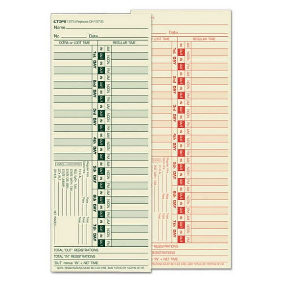 "Time Clock Cards, Replacement For Ch-107-2, Two Sides, 3.5 X 9, 500/box | Bundle of 2 Boxes"