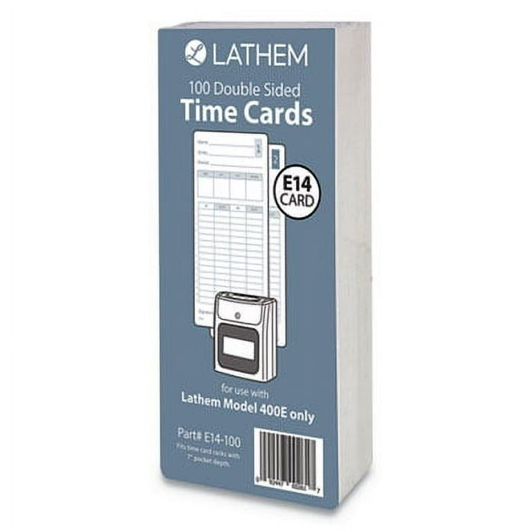 Time Clock Cards for Lathem Time 400E, Two Sides, 3 x 7, 100/Pack Time Clock Cards for Lathem Time 400E, Two Sides, 3 x 7, 100/Pack
