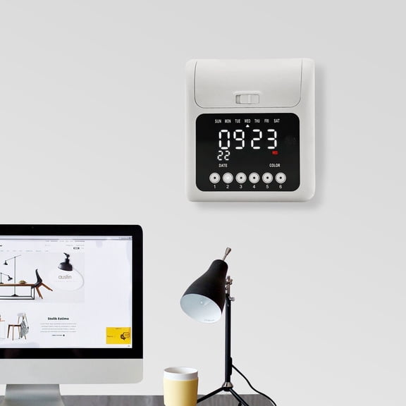 Time Clock Machine for Employees, Electronic Attendance Punch Clock with Auto Card Polarity Recognition & 9-Needle Dual-Color Printing, Musical Bell, LED Display, Wall-Mountable Time Recorder