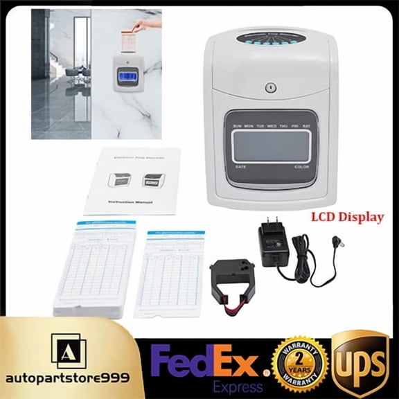 Time Clock Punch Card Employee Attendance Machine LCD Display Check- in Machine