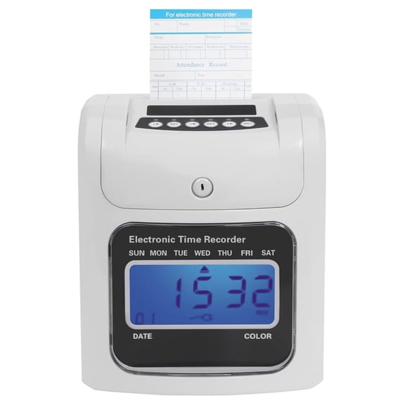 Time Clock for Employees Small Business, Smart Calculating Time Clock Use for Up to 50 Employees Business Includes 50 Time Cards and 1 Security Key