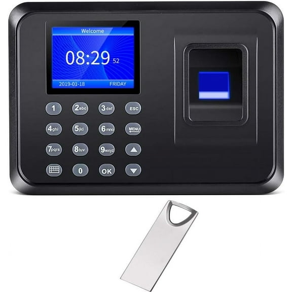 Time Clocks for Employees Small Business,Attendance Machine with Fingerprint,Password Punching in One,Office Fingerprint Time Clock with 1000 Fingerprints,with 16G U-Disk