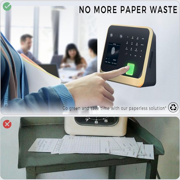 Time Clocks for Employees Small Business, Face + PIN, Clock in and Out Machine for Employees, No Monthly Fee No Software Required, Black$$Office
